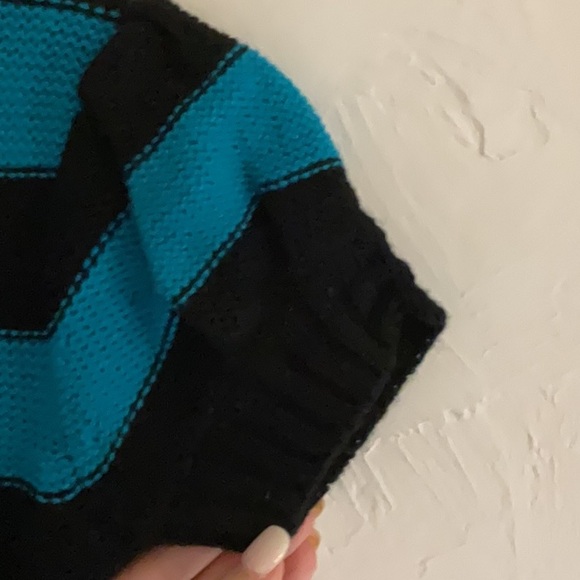 Cherry Stix Short Sleeve Sweater Dress, Size M(10-12), Black/Blue Stripes, NWT - Picture 3 of 8